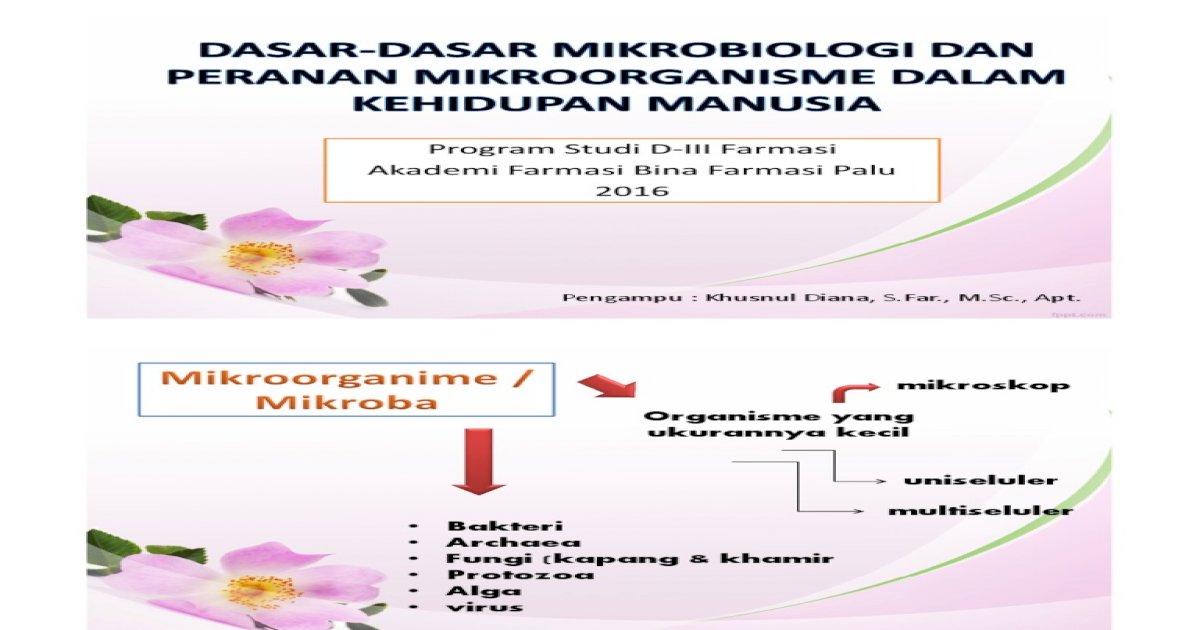 Dasar-dasar Mikrobiologi Dan Peranan Mikroorganisme Dalam ...