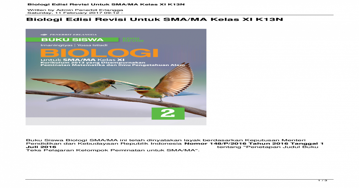 Download Buku Paket Biologi Kelas 11 Kurikulum 2013 Erlangga Pdf