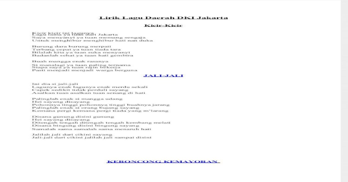 Lirik Lagu  Daerah  DKI Jakarta  PDF Document 